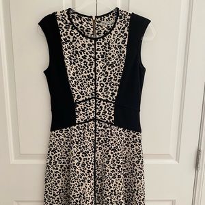 Eliza J Leopard Fitted Skater Dress
